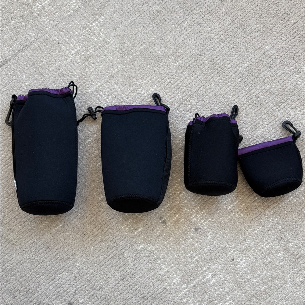 Black and Purple Neoprene camera lens protective Pouch covers